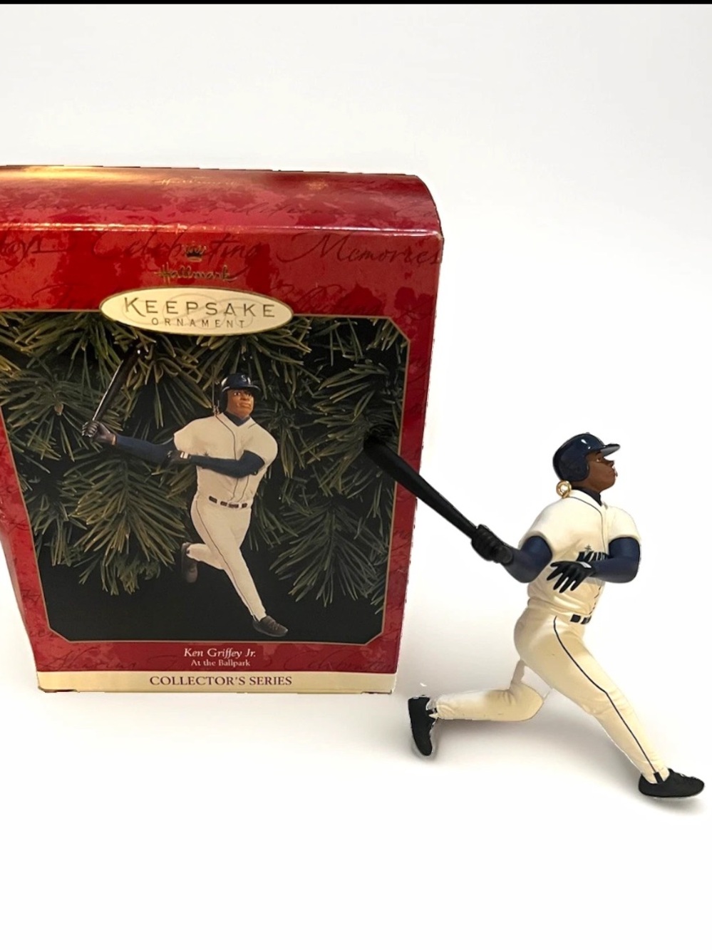 Hallmark Keepsake Ornament Baseball Player in White and Navy